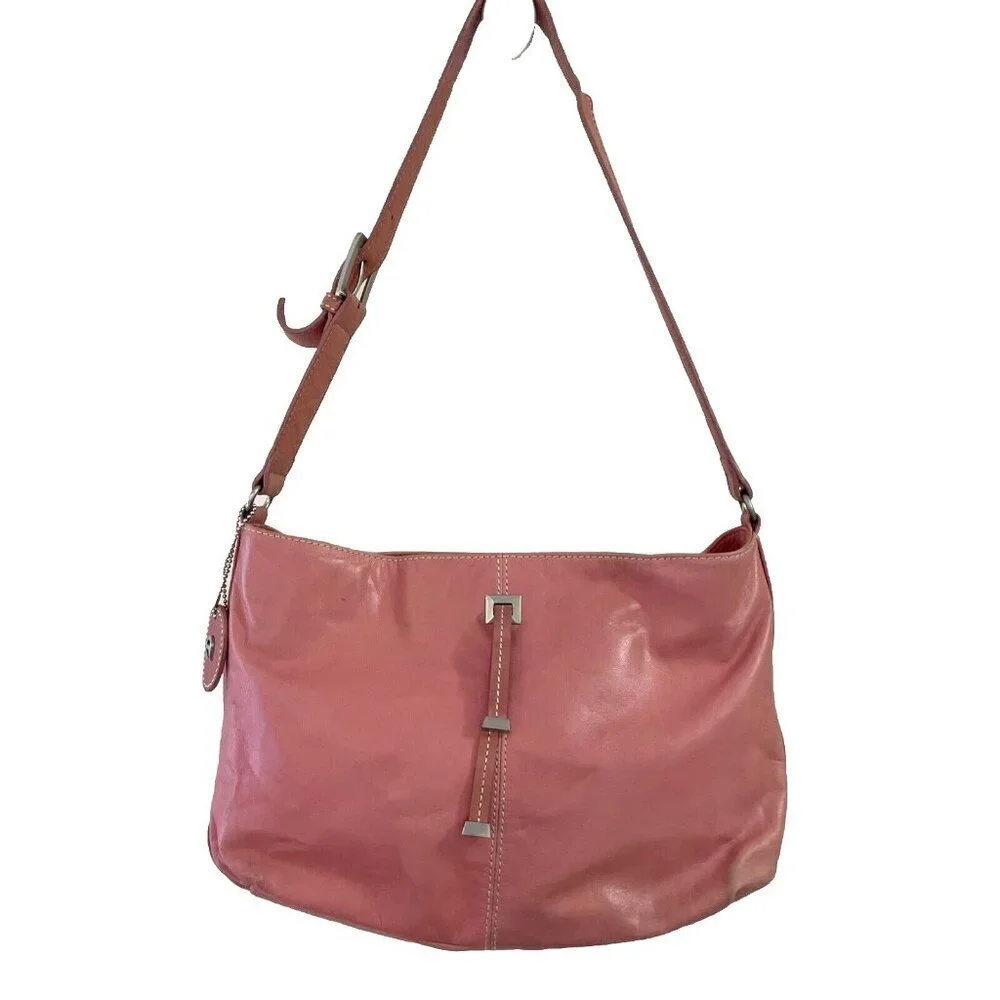 Vintage Etienne Aigner Leather Shoulder Bag Handbag Pink Tassel Bag Charm RARE